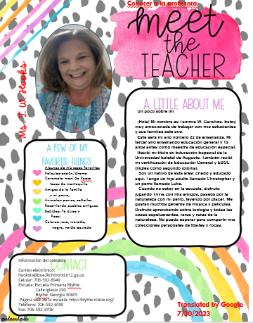 2023-2024 Meet the Teacher-Spanish